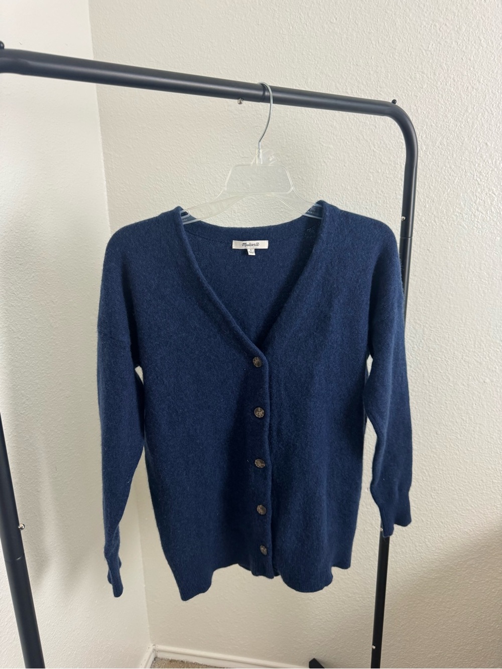 Madewell Deep Navy V-Neck Button Front Cardigan